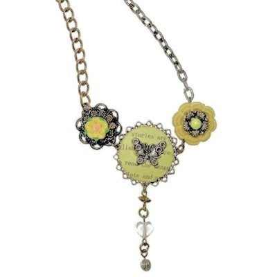 (image for) Butterfly and Flowers Pendant Necklace