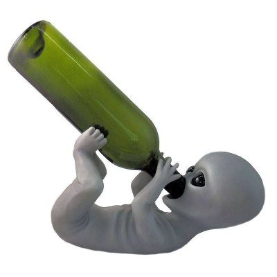 (image for) Alien Figurine Take Me to Your Vineyard Wine Holder