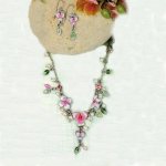 (image for) Pink Floral Enchantment Necklace & Earrings Jewelry Set