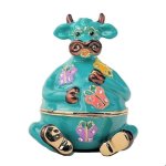 (image for) Cow Figurine Trinket Box Flora the Mod Cow