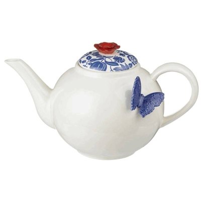 (image for) Butterfly & Flowers Ceramic Teapot