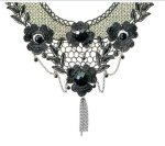 (image for) Black Lace Beaded Collar Choker Necklace