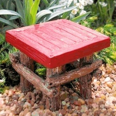(image for) Table Figurine Red Wood Fairy Garden Furniture