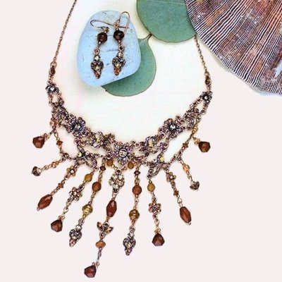 (image for) Topaz Mystic Choker Necklace & Earrings Jewelry Set