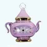 (image for) Teapot Ornament with Etched Design Handmade Glass