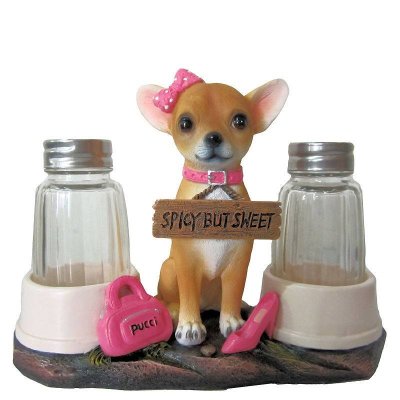 (image for) Chihuahua Dog Figurine Spicy Girl Salt & Pepper Holder