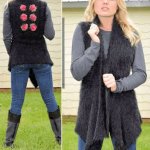 (image for) Rose Design Sleeveless Black Sweater Vest