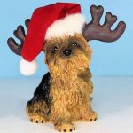 (image for) Yorkie Dog Ornament Christmas Santa Hat & Horns