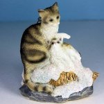 (image for) Grey Tabby Mother & Baby Cat Ornament