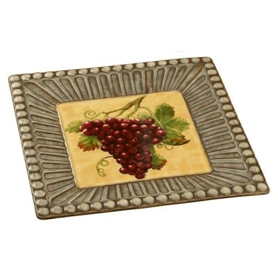 (image for) Grape Design Large Ceramic Wine Serving Platter