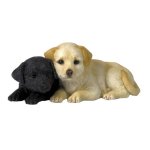 (image for) Labrador Puppies Black & Yellow Dog Figurine