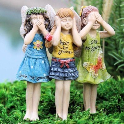 (image for) No Gnomes Trio Fairy Garden Figurine