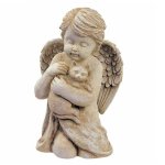 (image for) Cat Pet Memorial Angel Garden Figurine with Kitten