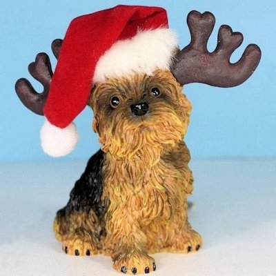 (image for) Yorkie Dog Ornament Christmas Santa Hat & Horns