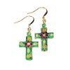 (image for) Cloisonne Cross & Crystal Beaded Earrings