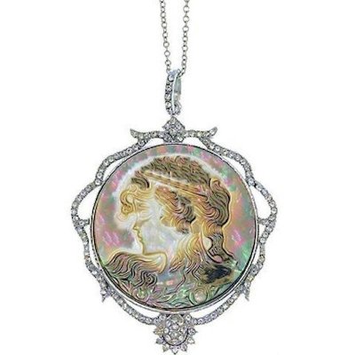 (image for) Mother of Pearl Cameo Pendant Necklace by Spring Street