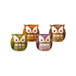 (image for) Crimson Hollow Owl Figurine Tea Light Candle Holder