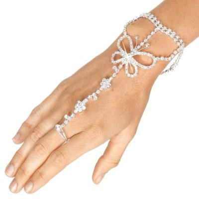 (image for) Crystal Butterfly Bracelet with Ring Slave Style