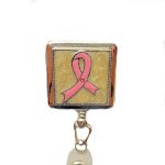 (image for) Breast Cancer Pink Ribbon Metal Badge Holder or Lanyard