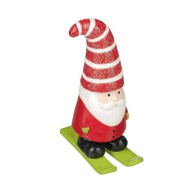 (image for) Christmas Santa Figurine on Skis Fairy Garden Holiday Decor