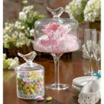 (image for) Bird Handle Etched Glass Pedestal Serving Stand