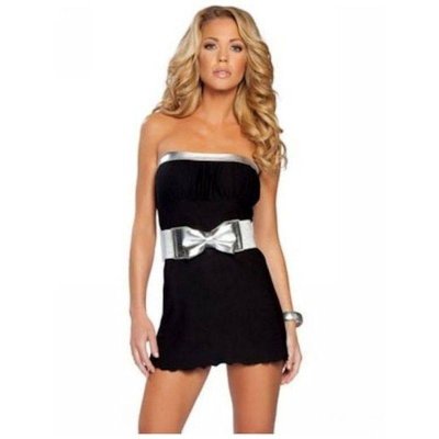 (image for) Silver Bow Metallic Black Mini Dress