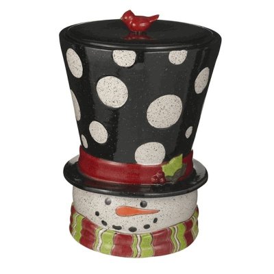 (image for) Snowman in Black Top Hat Christmas Cookie Jar