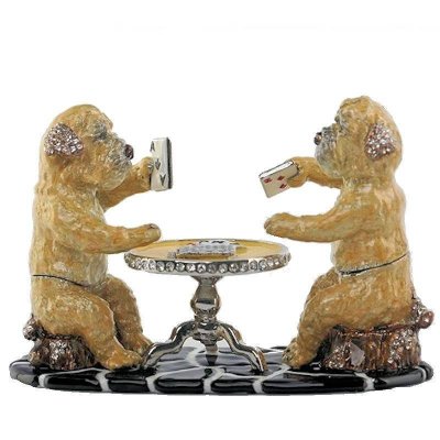 (image for) Poker Dogs Figurine Limited Edition Trinket Box by Keren Kopal