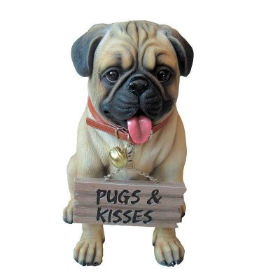 (image for) Pug Love with Sign Dog Figurine