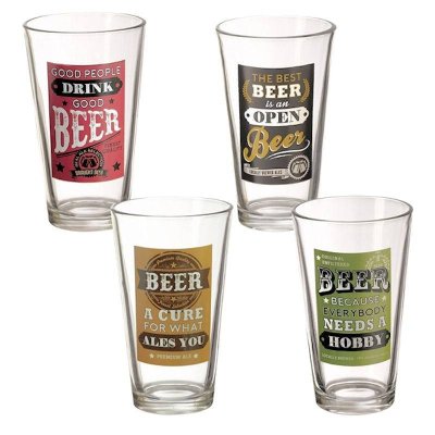 (image for) Funny Beer Glasses Set of 4 by Grasslands Road