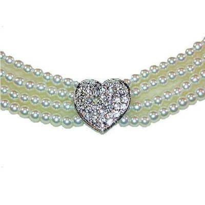 (image for) Crystal Heart Charm & Pearl Beads Bracelet