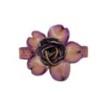 (image for) Mega Purple Rose Bloom Leather Flower Bracelet