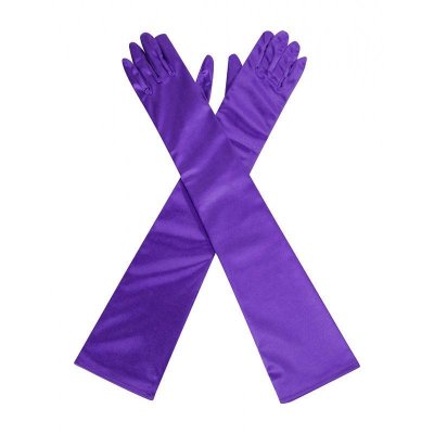 (image for) Purple Satin Long Glamorous Formal Gloves