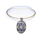 (image for) Blue Vintage Crystal Charm Choker Necklace