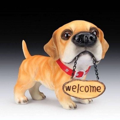 (image for) Huge Head Welcome Golden Retriever Dog Figurine