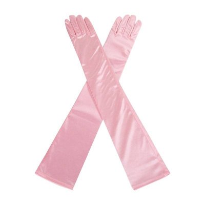 (image for) Pink Satin Long Glamorous Formal Gloves