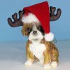 (image for) Boxer Dog Ornament Christmas Santa Hat & Horns Figurine