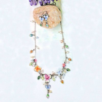 (image for) Spring Floral Enchantment Necklace & Earrings Jewelry Set
