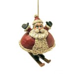 (image for) Skiing Santa Figurine Bell Christmas Ornament