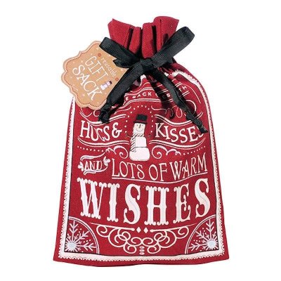 (image for) Hugs & Kisses Christmas Refillable Canvas Cookie Gift Bag
