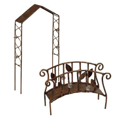 (image for) Trellis & Bridge Fairy Garden Figurines Set of 2