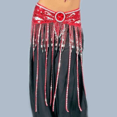 (image for) Red Beaded Butterfly Design Belt for Belly Dance Costume