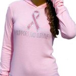 (image for) Pink Ribbon Pink Rhinestone Hoodie Shirt by Sabrina Barnett