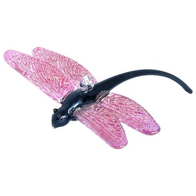 (image for) Dragonfly Ornament Handmade Glass with Pink Wings