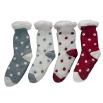 (image for) Polka Dot Design Fluffy Rubber Soled Socks