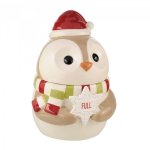 (image for) Full or Empty Christmas Owl Cookie Jar with Snowflake Sign