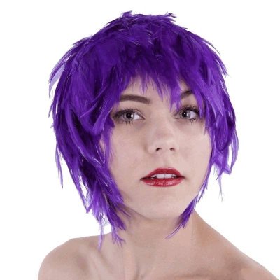 (image for) Purple Feather Hair Cap Costume Wig