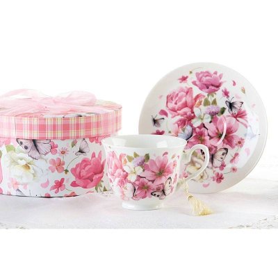(image for) Butterfly Rose Garden Tea Cup & Saucer