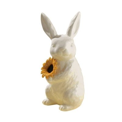 (image for) Bunny Figurine with Sunflower Ceramic Vase
