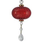 (image for) Glass Sphere Ornament Christmas Red with Crystal Dangle